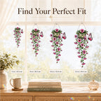 Pink Flower Basket & Butterfly Holographic Acrylic Suncatcher