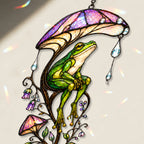 Frog & Mushroom Umbrella Holographic Acrylic Suncatcher