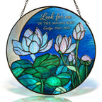 Personalized Memorial Suncatcher – Look For Me In The Moonlight Lotus Stained Glass