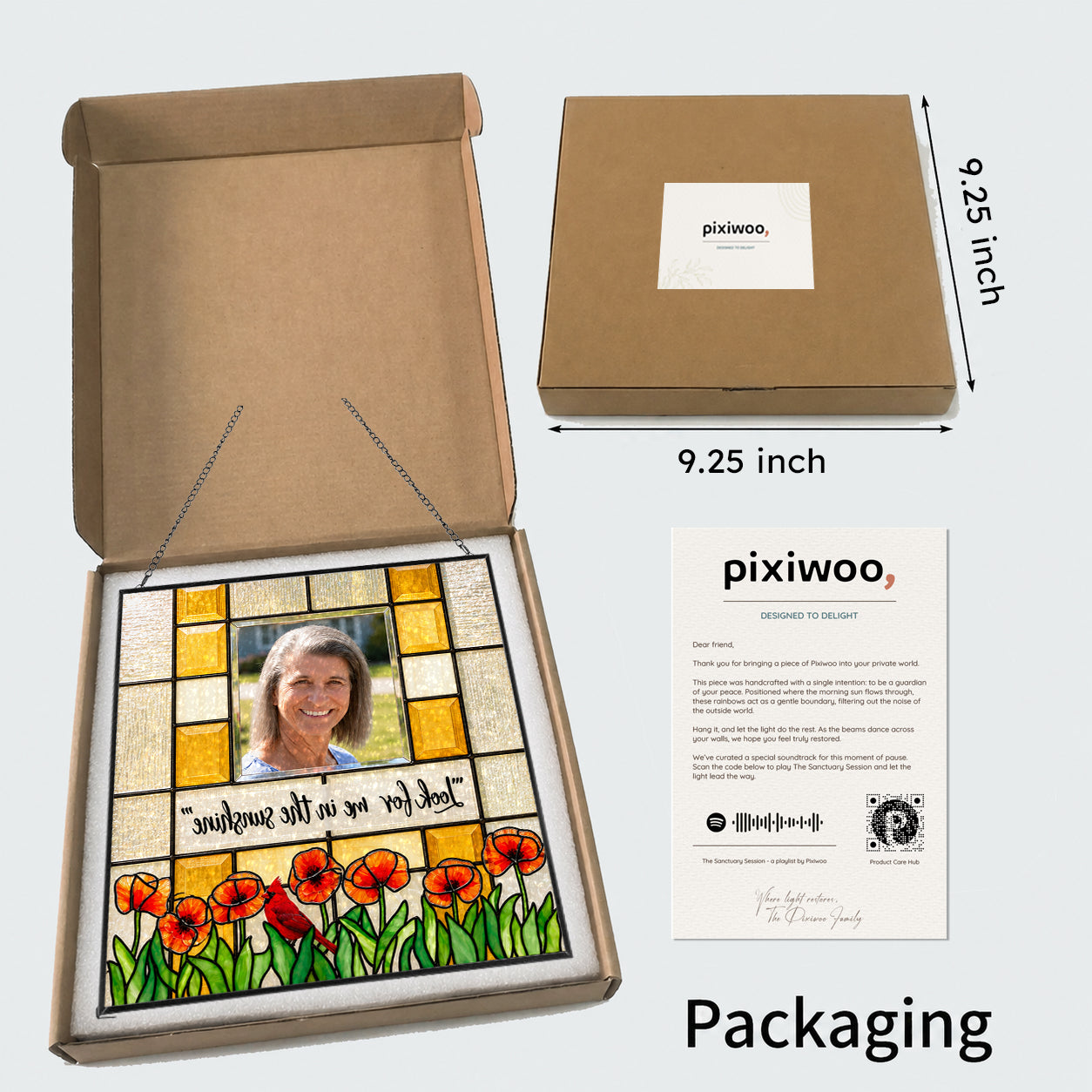 Personalized Memorial Photo Suncatcher – Look For Me In The Sunshine Cardinal &amp; Poppies