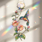 Hummingbird & Trumpet Flower Pearl Moon Holographic Acrylic Suncatcher