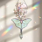Luna Moth & Cherry Blossom Moon Holographic Acrylic Suncatcher