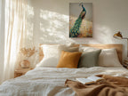Peacock Canvas Wall Art Vintage Peacock Painting with Wildflowers