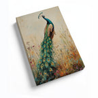 Peacock Canvas Wall Art Vintage Peacock Painting with Wildflowers