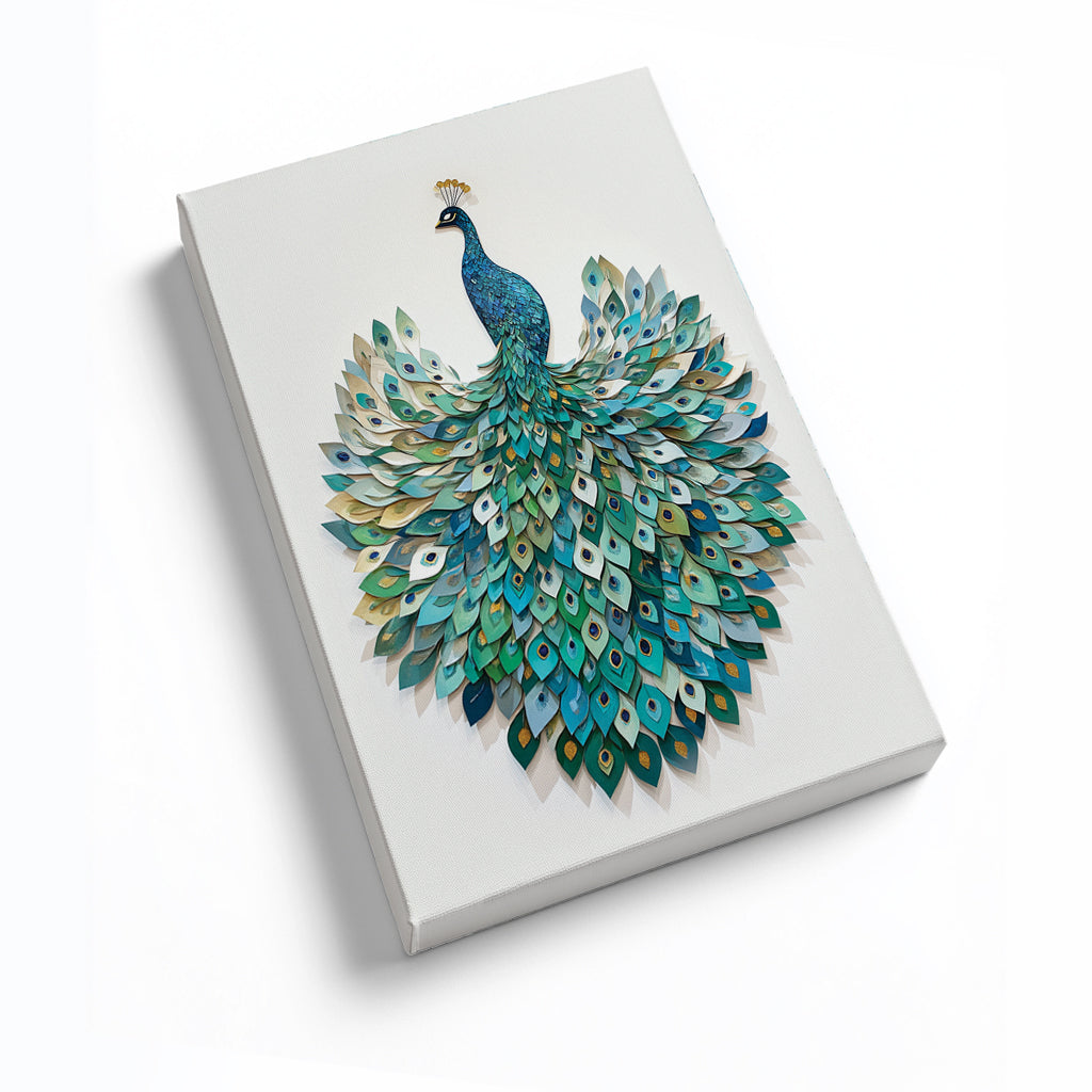 Peacock Canvas Wall Art Teal Blue Green Painting