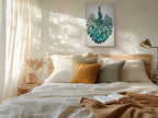 Peacock Canvas Wall Art Teal Blue Green Painting