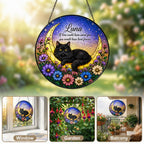 Personalized Cat Memorial Moon Stained Glass Suncatcher