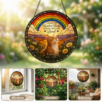 Personalized Rainbow Bridge Cat Memorial Glass Suncatcher