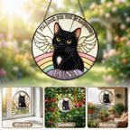 Personalized Cat Memorial Angel Wings Stained Glass Suncatcher