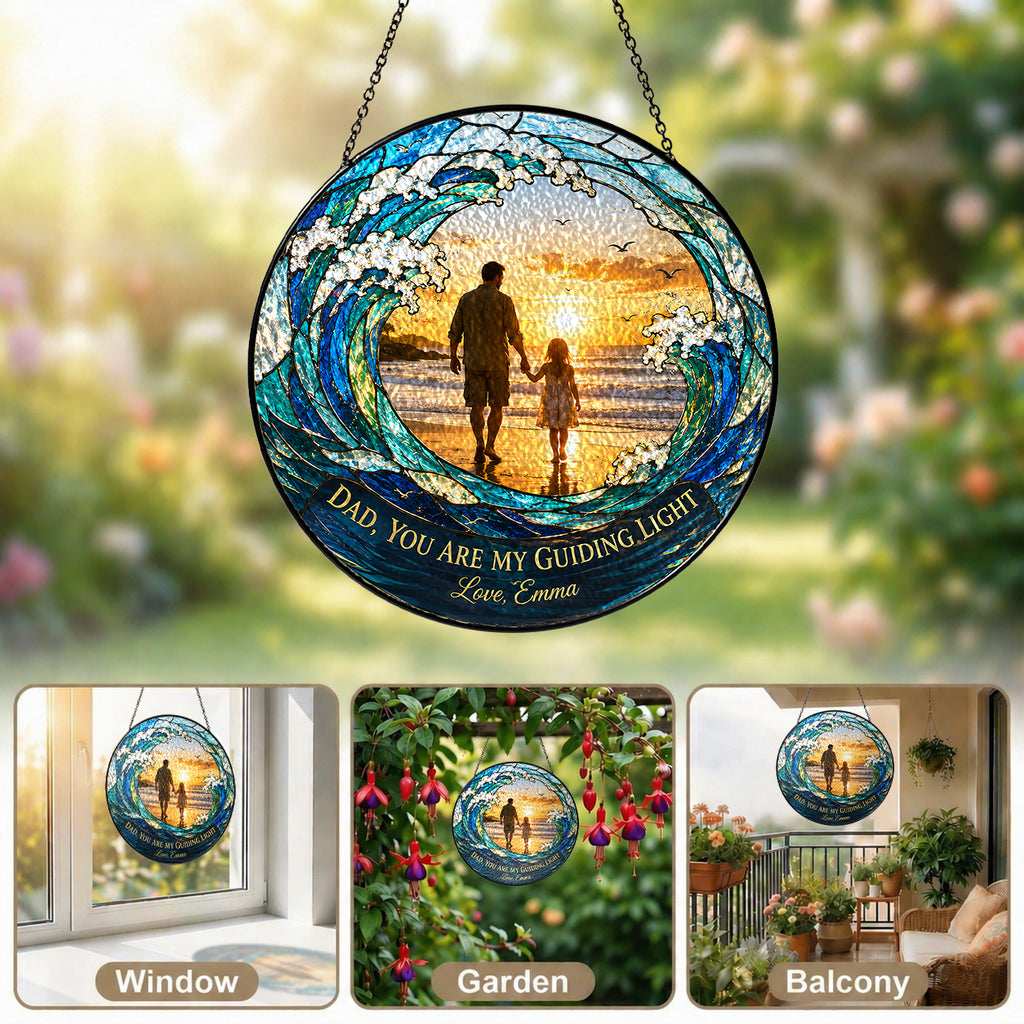 Personalized Dad Suncatcher with Photo - Father's Day Gift from Daughter