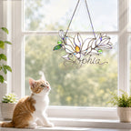 Personalized White Magnolia Branch Holographic Acrylic Suncatcher