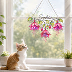 Personalized Pink Fuchsia Flower Holographic Acrylic Suncatcher