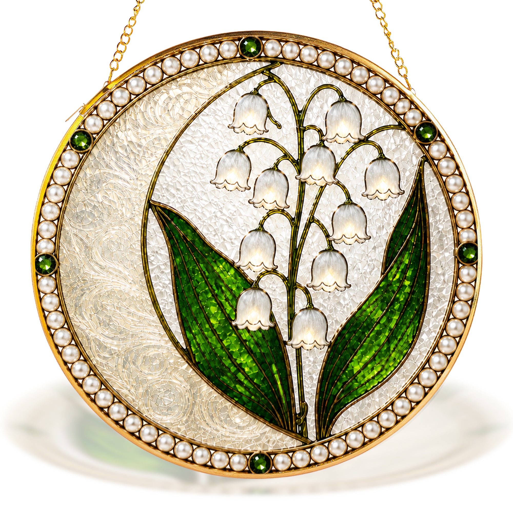 Lily of the Valley Pearl Stained Glass Suncatcher