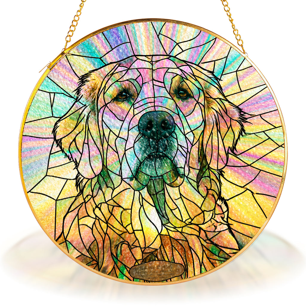 Personalized Dog Memorial Suncatcher hanging in a window