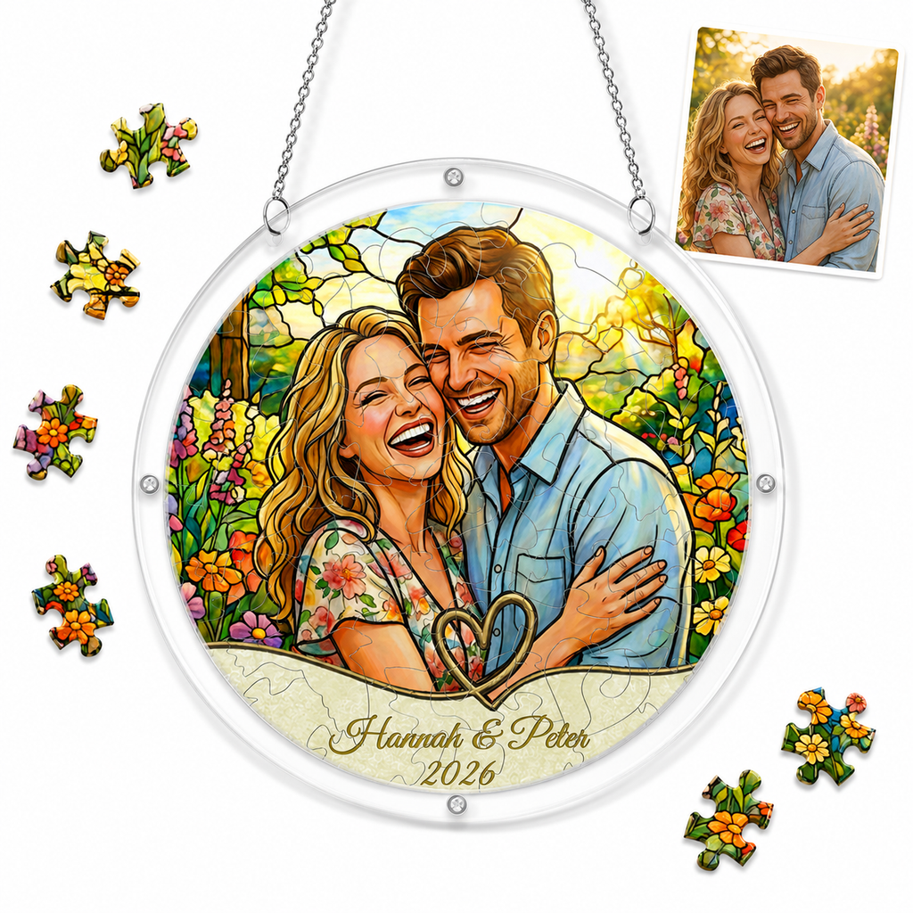 Personalized Couple Photo Acrylic Puzzle Suncatcher
