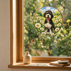Doodle Dog in Daisy Field Suncatcher detail