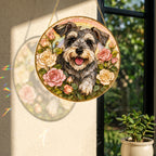 Personalized Schnauzer Rose Suncatcher