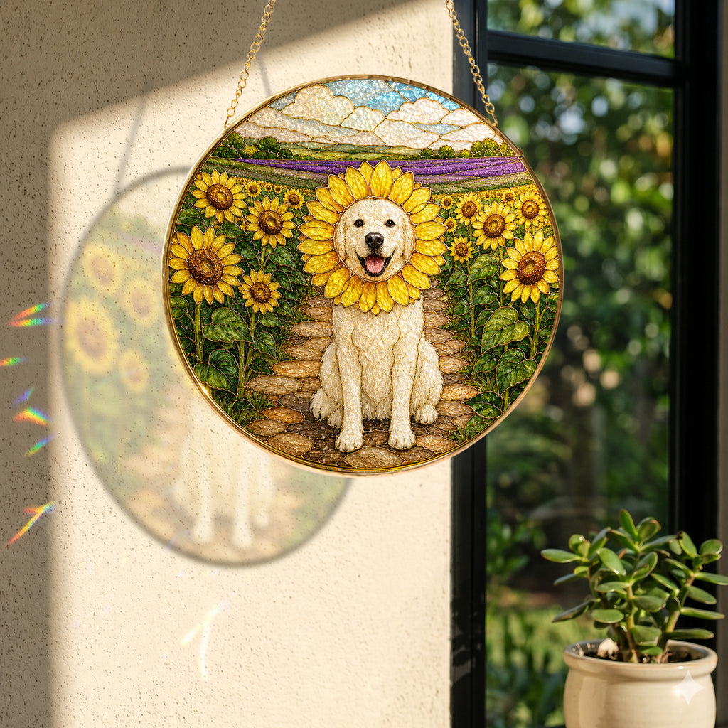 Personalized Sunflower Dog Suncatcher