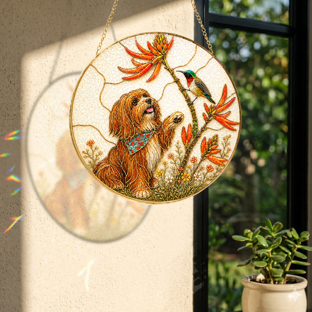 Personalized Dog & Hummingbird Suncatcher