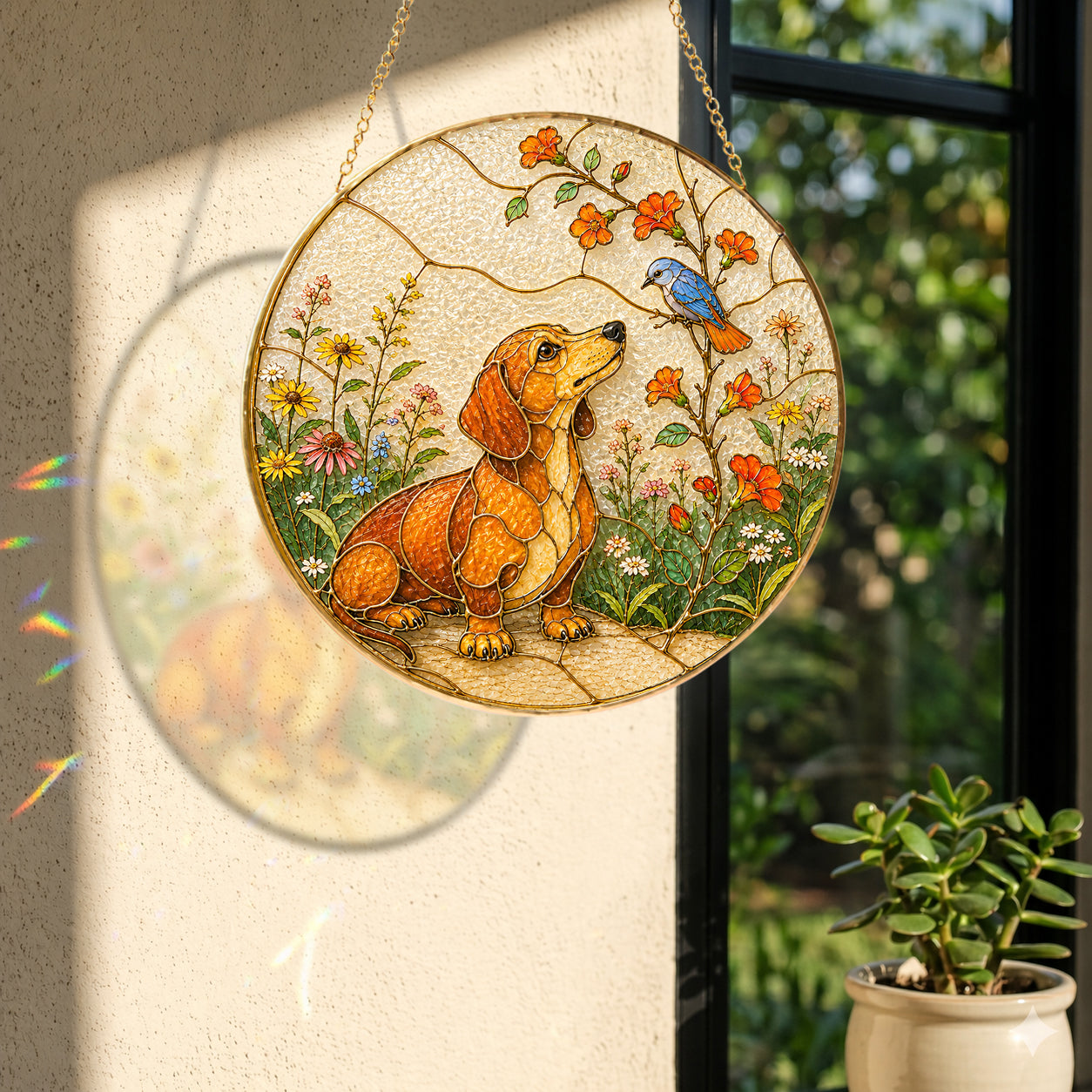 Personalized Dachshund Bird Suncatcher