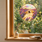 Golden Pup in Lavender Field Suncatcher detail