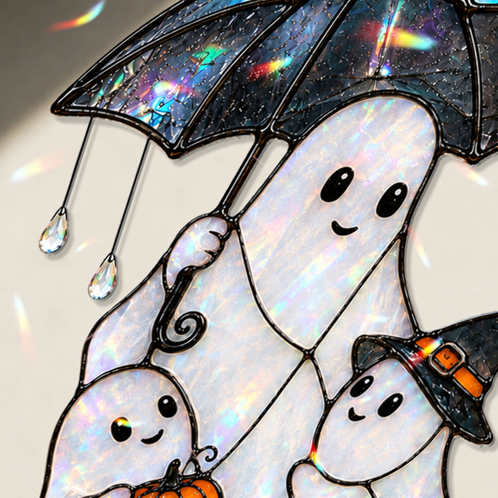 Ghost Family & Umbrella Holographic Acrylic Suncatcher