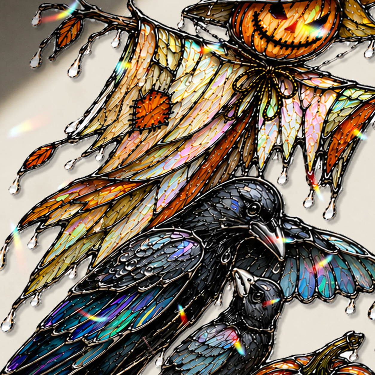 Scarecrow & Crow Holographic Acrylic Suncatcher