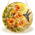 Hummingbird & Trumpet Flower Stained Glass Suncatcher