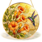Hummingbird & Trumpet Flower Stained Glass Suncatcher
