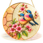 Bluebird & Cherry Blossom Stained Glass Suncatcher