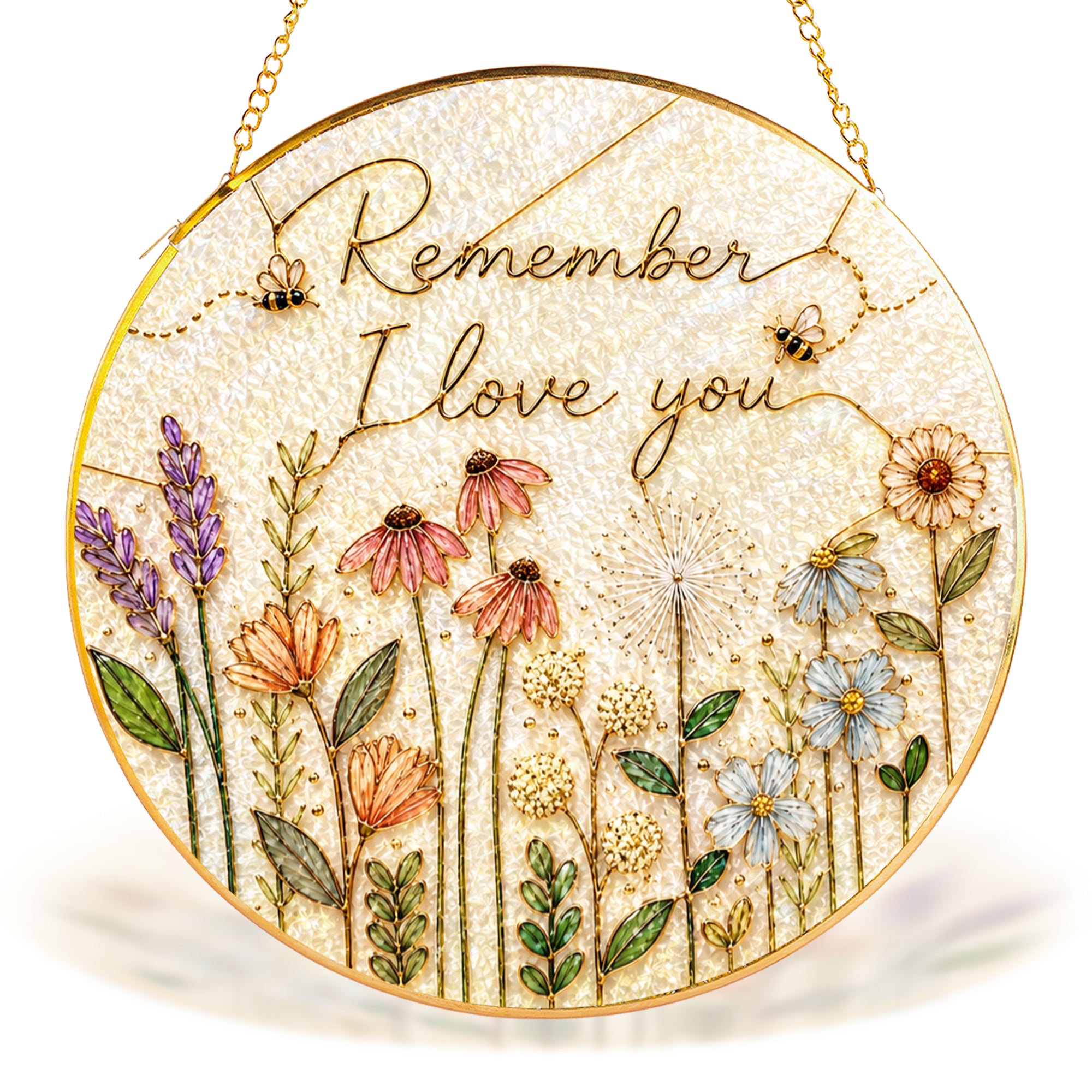Personalized Wildflower Stained Glass Suncatcher – Remember I Love You