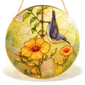 Nuthatch & Trumpet Flower Stained Glass Suncatcher