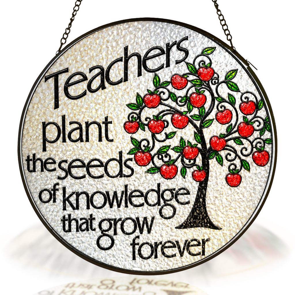 Teacher Appreciation Apple Tree Stained Glass Suncatcher