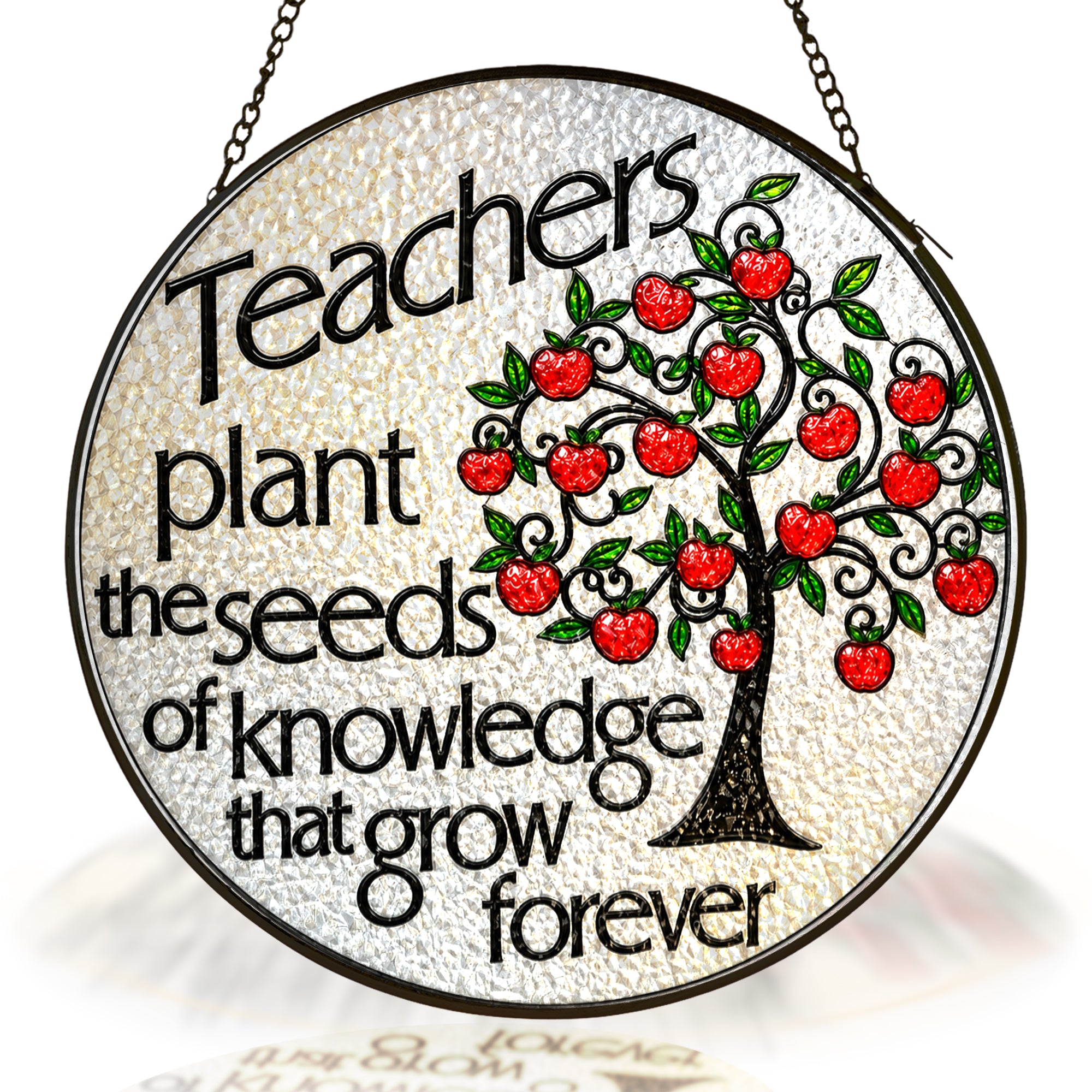 Teacher Appreciation Apple Tree Stained Glass Suncatcher