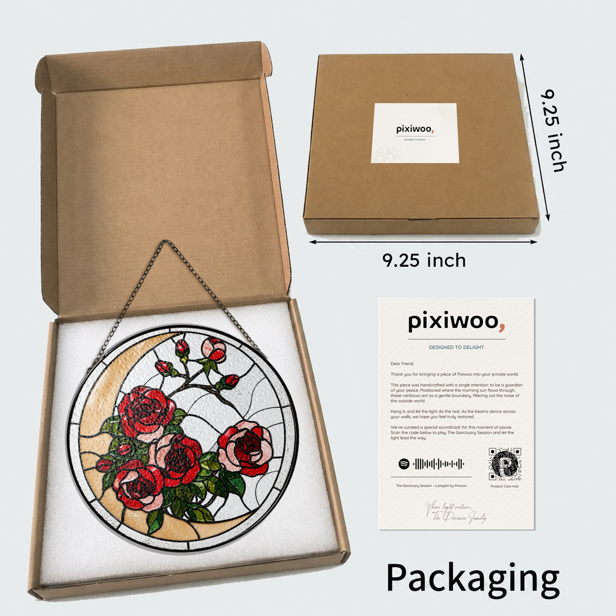 Red rose suncatcher in Pixiwoo gift box with protective foam