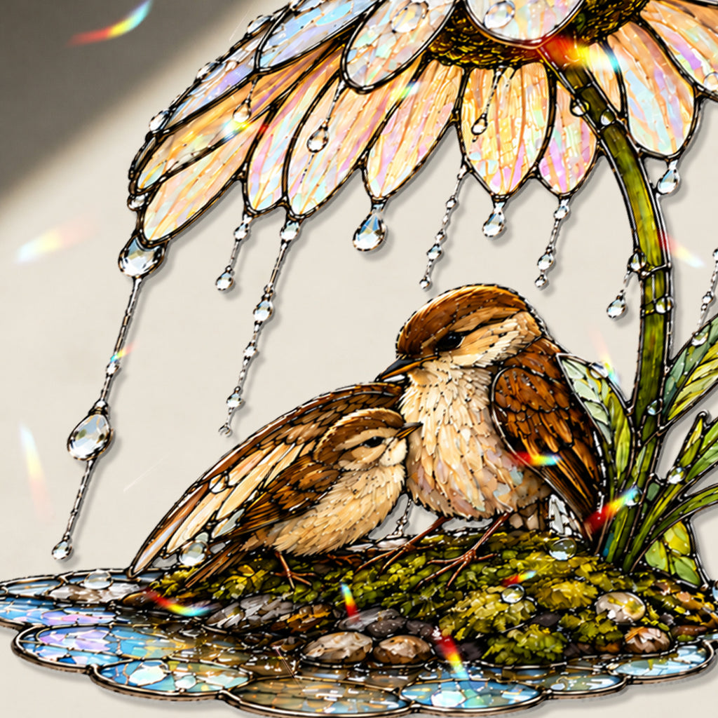 Sparrow & Daisy Umbrella Holographic Acrylic Suncatcher