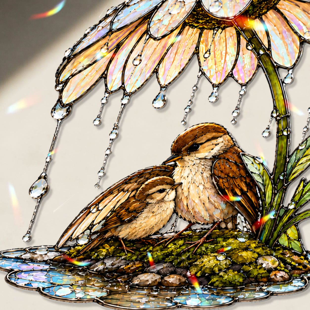 Sparrow & Daisy Umbrella Holographic Acrylic Suncatcher