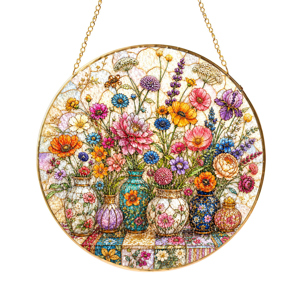 Wildflower Bouquet Stained Glass Suncatcher