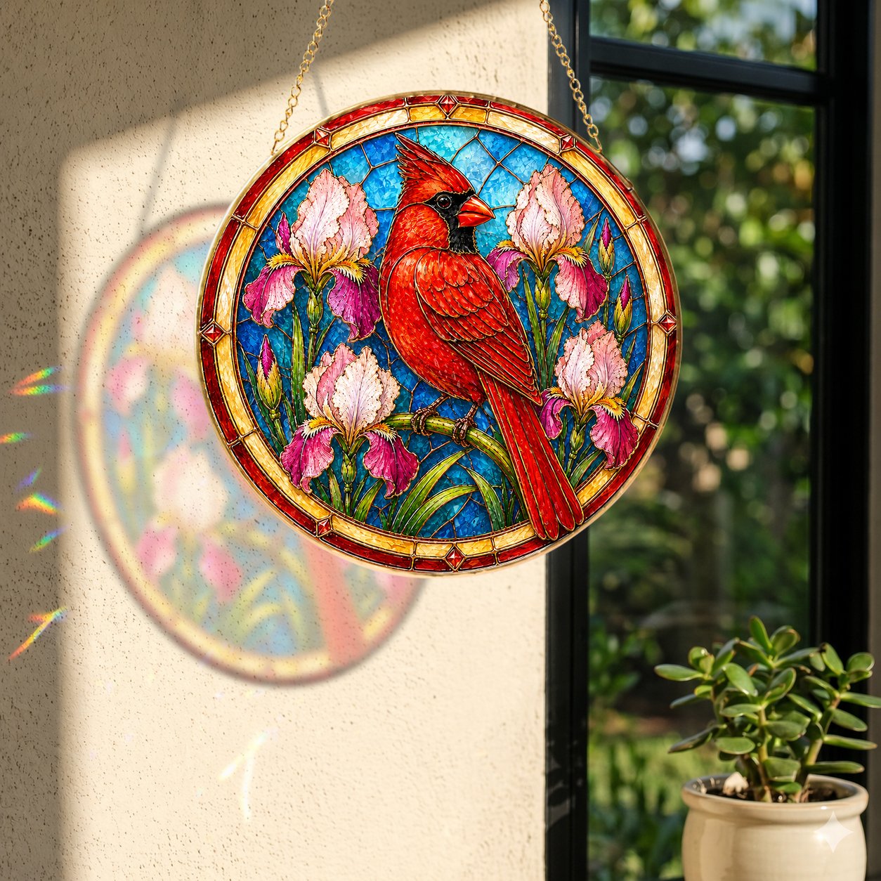 Cardinal Stained Glass Suncatcher