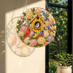 Birdhouse Birds Stained Glass Suncatcher