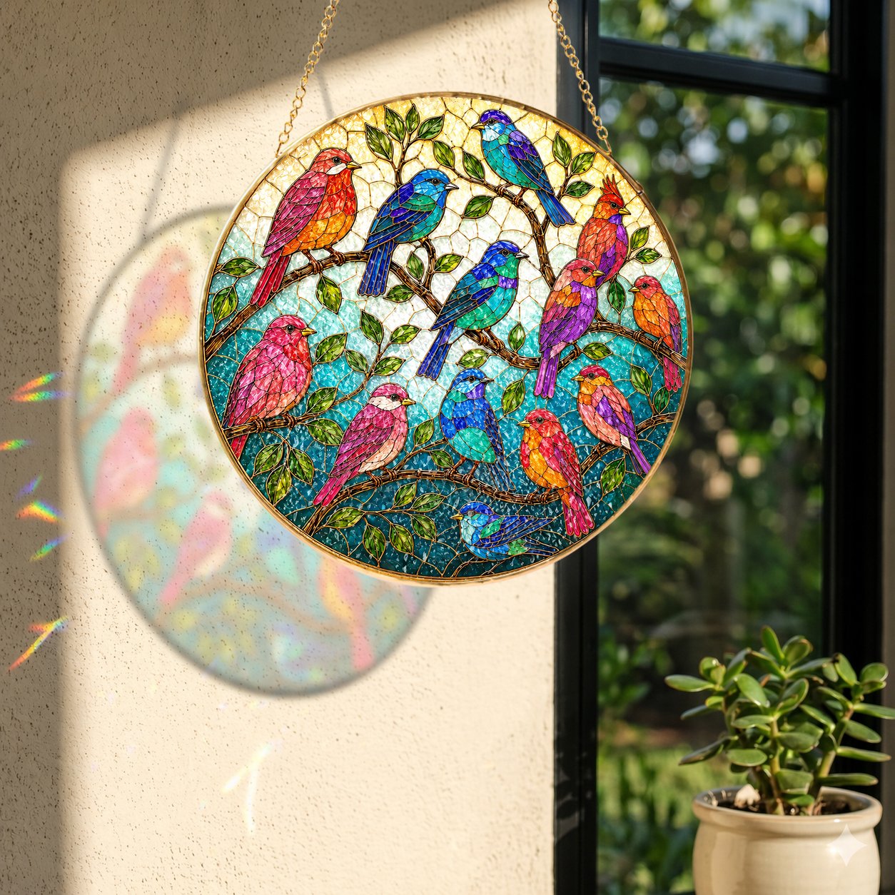Songbirds Stained Glass Suncatcher