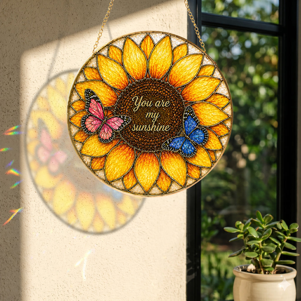 You Are My Sunshine Sunflower Stained Glass Suncatcher