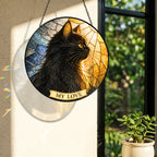 Black Cat Memorial Suncatcher in sunlight