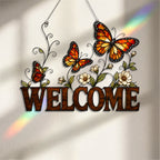 Butterfly Welcome Sign Holographic Acrylic Suncatcher