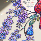 Cardinal & Forget-Me-Not Memorial Moon Holographic Acrylic Suncatcher