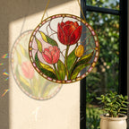 Pink Tulip Stained Glass Suncatcher
