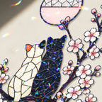 Cat Couple & Cherry Blossom Moon Holographic Acrylic Suncatcher