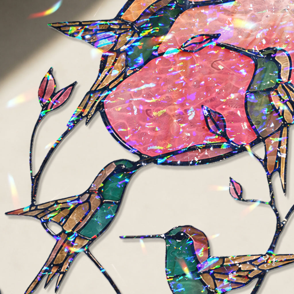 Hummingbird Pink Moon Holographic Acrylic Suncatcher