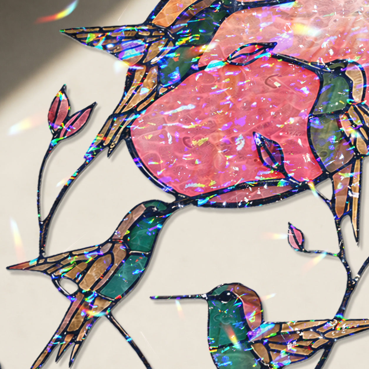 Hummingbird Pink Moon Holographic Acrylic Suncatcher