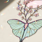 Luna Moth & Cherry Blossom Moon Holographic Acrylic Suncatcher